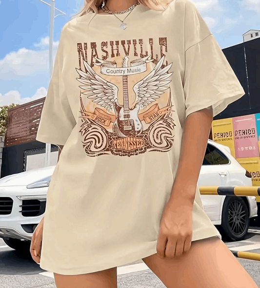 Nashville Country Music Rock Star Guitar T-Shirt - Concert Clothing 