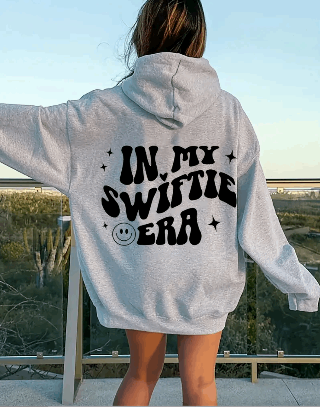 Taylor Swift "In My Swiftie Era" Logo Hoodie Gray Outside Girl