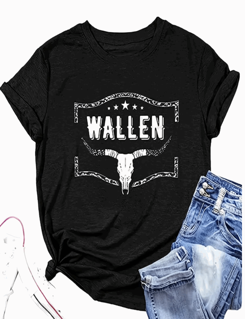 Morgan Wallen T-Shirt - Concert Clothing White Skull Logo Front